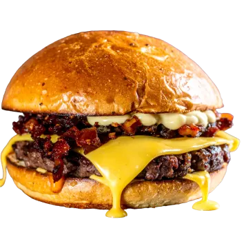 Zeroeight Burger: Smash-Patty mit geschmolzenem Cheddar und karamellisierter Zwiebel im Brioche-Bun